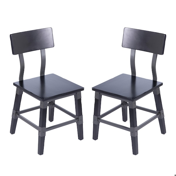Flash Furniture Jackson Commercial Grade Rustic Black Industrial Wood Dining Chair, 2PK 2-XU-DG-W0236-BLK-GG - main